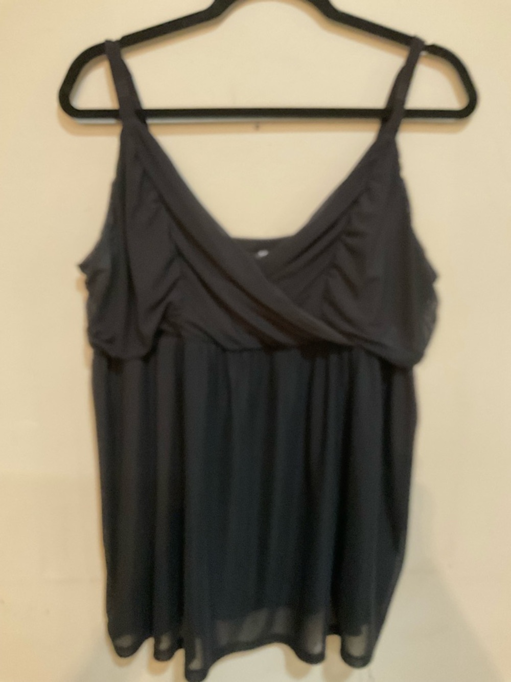 Torrid Mesh Babydoll Tank Womens 1X Black Strappy Lined Lightweight